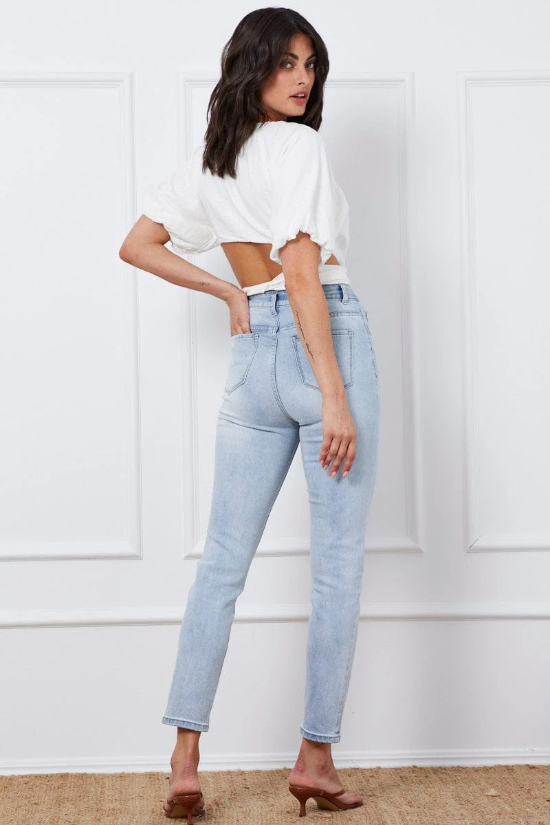 Blue Skinny Jeans High Rise Denim