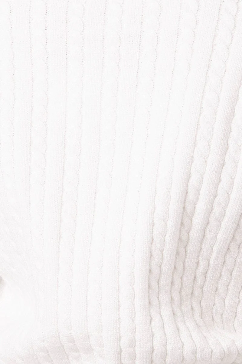 White Cable Knit Top Long Sleeve