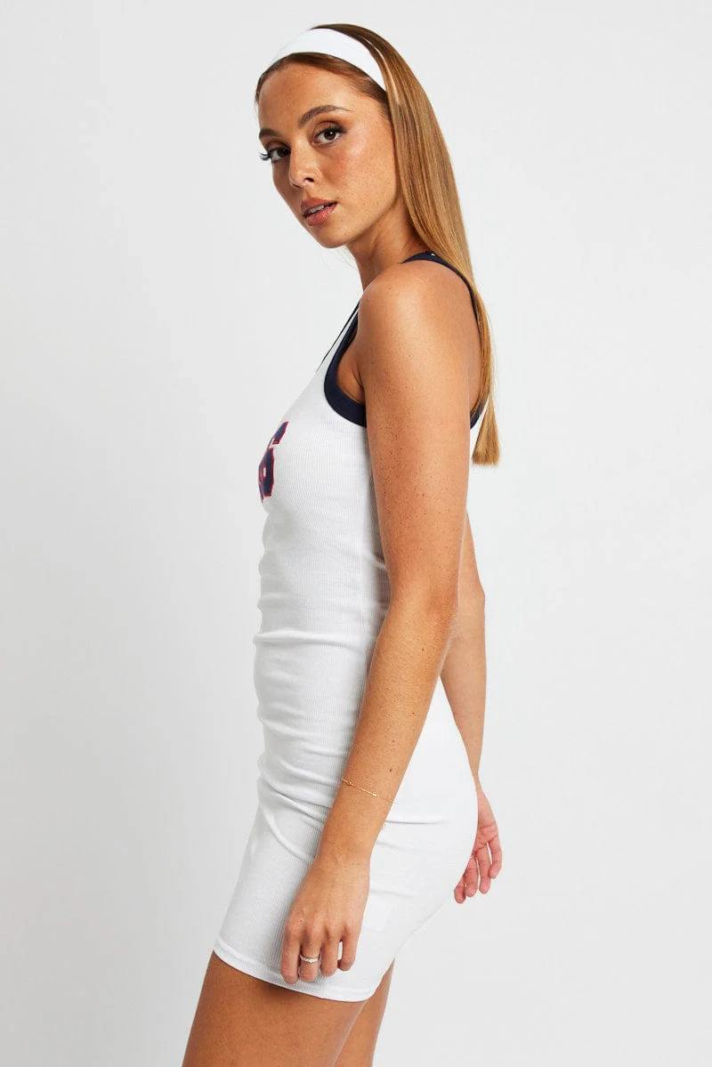 White Graphic Dress Sleeveless