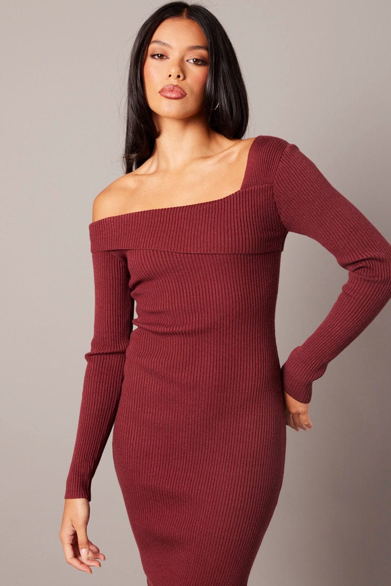 Pink Knit Dress Long Sleeve