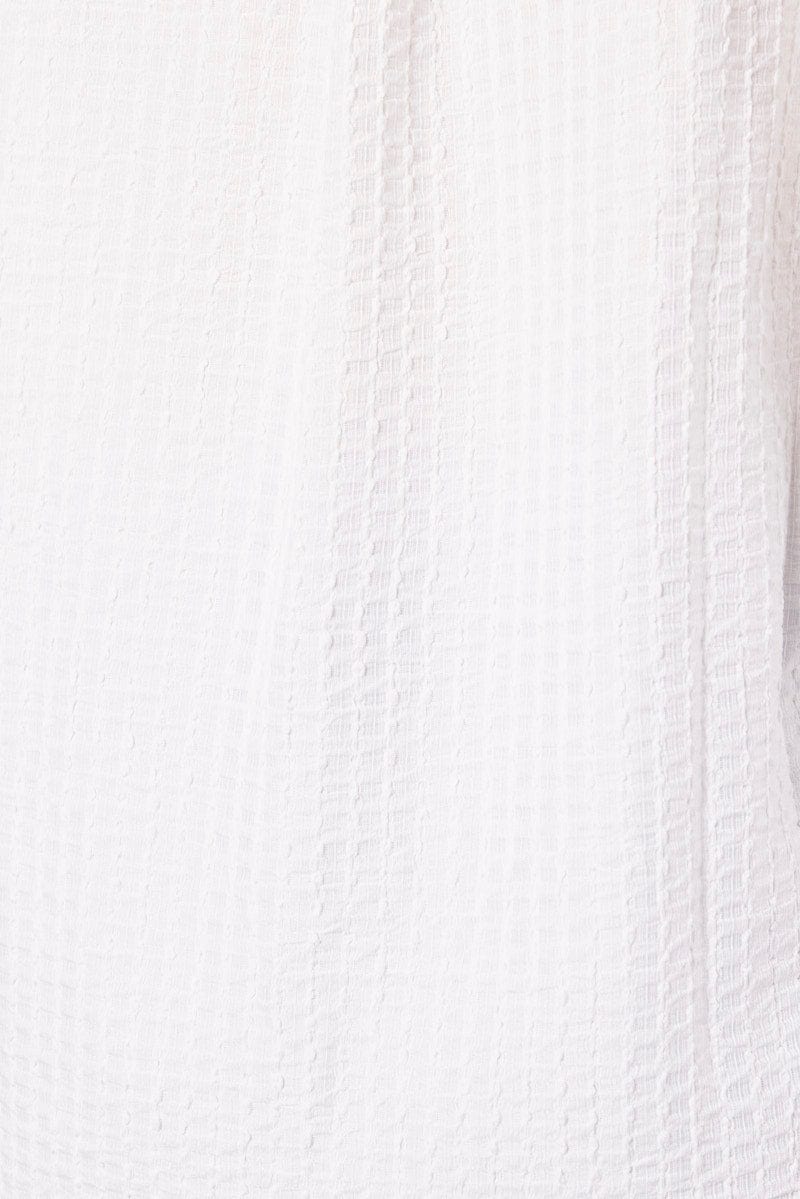 White Relaxed Shirt Long Sleeve Textured
