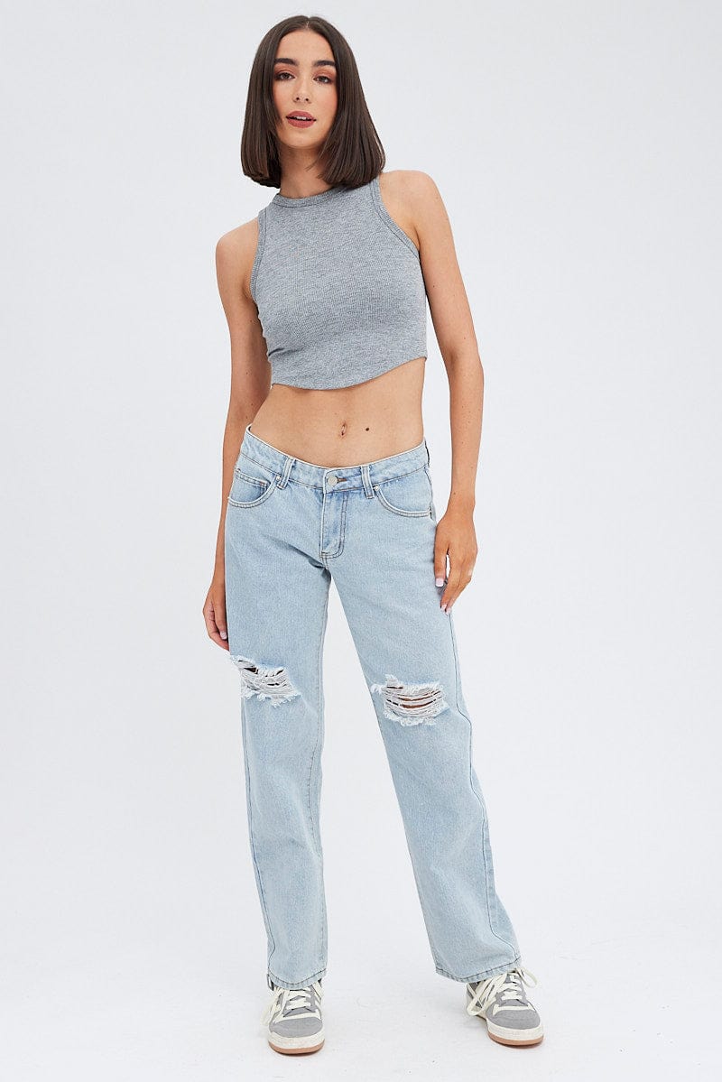 Denim Straight Jeans Low Rise