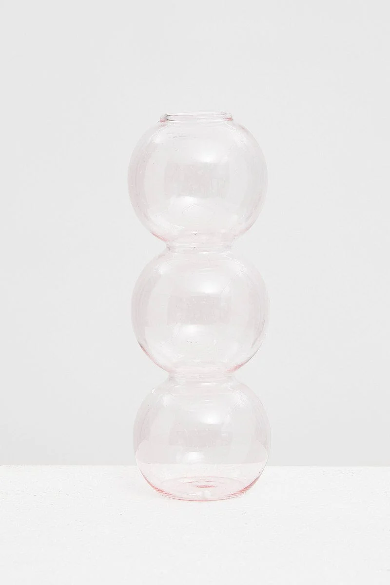 Pink Bubble Glass Candle Holder And Vase