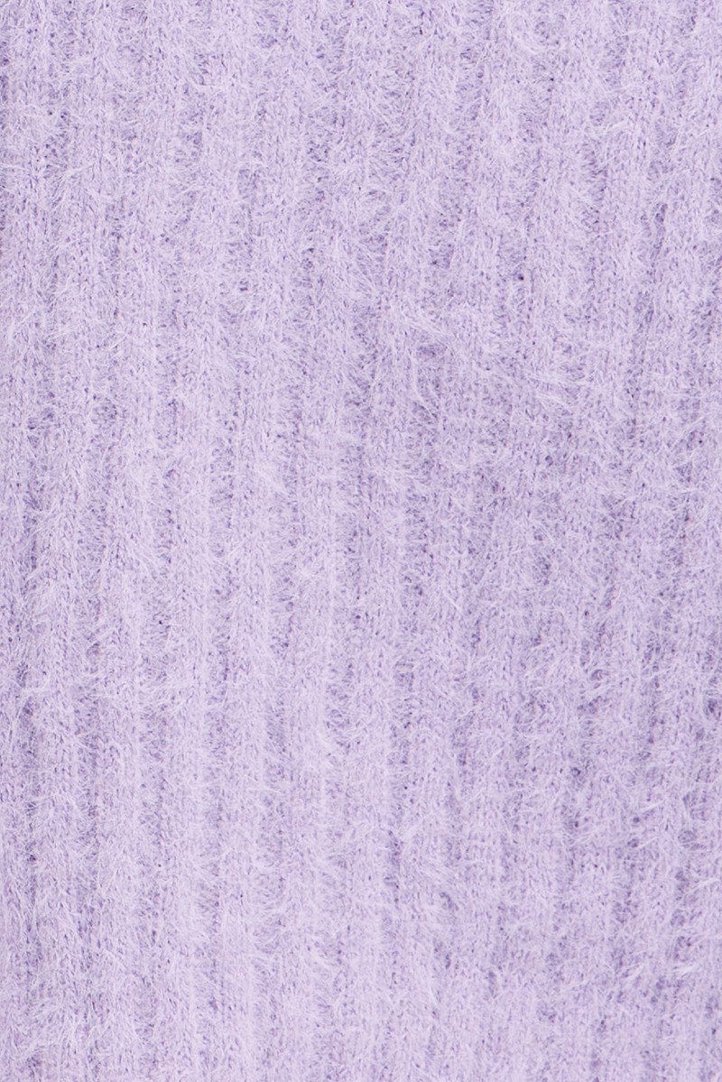 Purple Crop Knit Cardigan V Neck