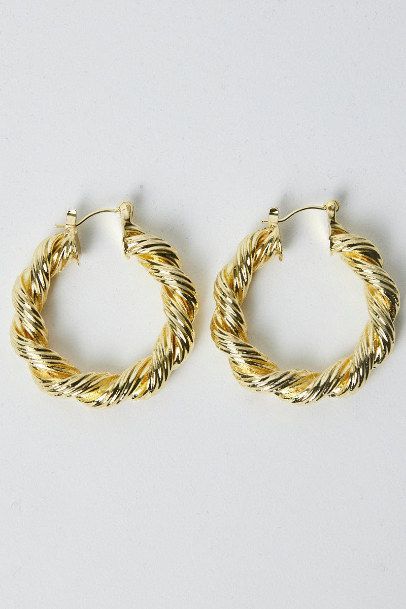 Gold Twist Hoop Earrings