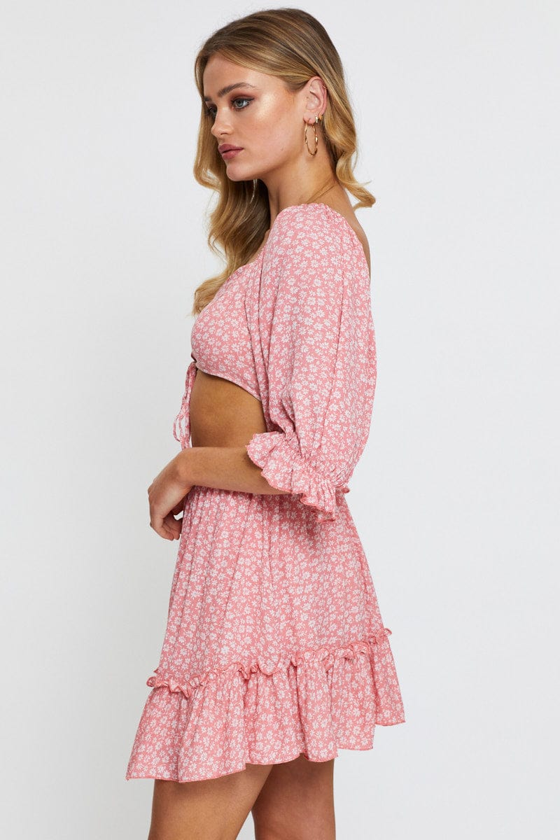 Print Mini Dress Long Sleeve