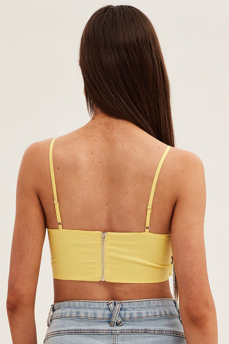 Yellow Crop Top Adjustable Straps Cotton