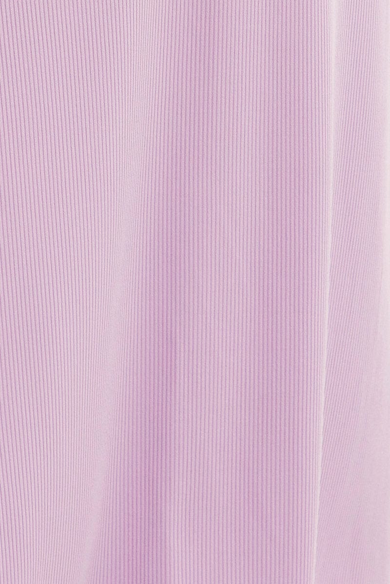 Purple Tie Top Sleeveless Crop Contrast Ribbed