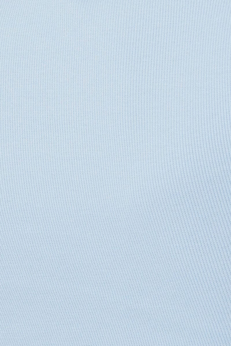 Blue Longline T Shirt Short Sleeve Crew Neck