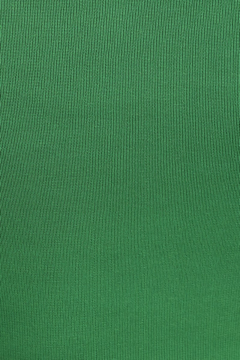 Green Knit Top Long Sleeve Crop