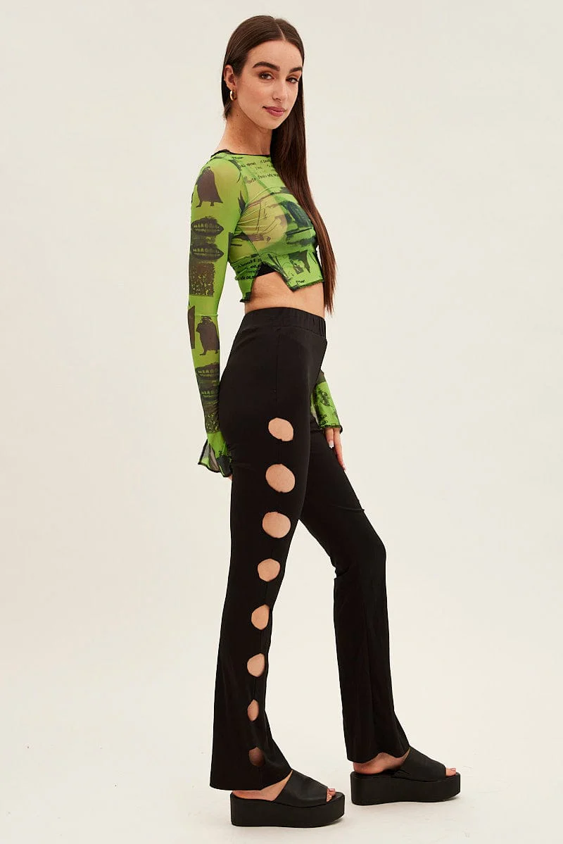 Black Pant Mid Rise Flare