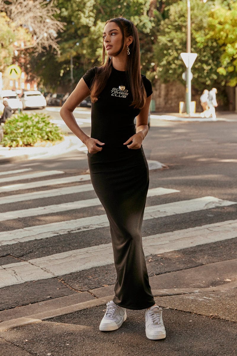 Black Supersoft Slim Fit Maxi Skirt