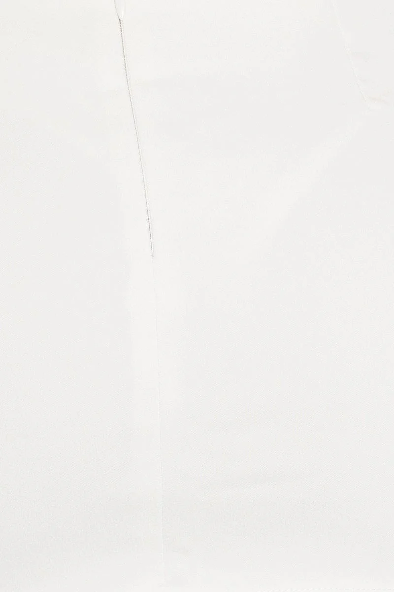White Mid Rise Mini Skirt