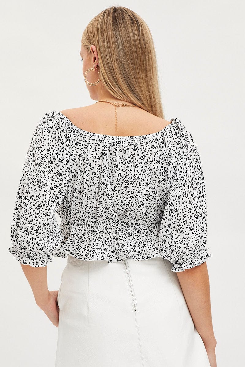 Print Crop Top Short Sleeve