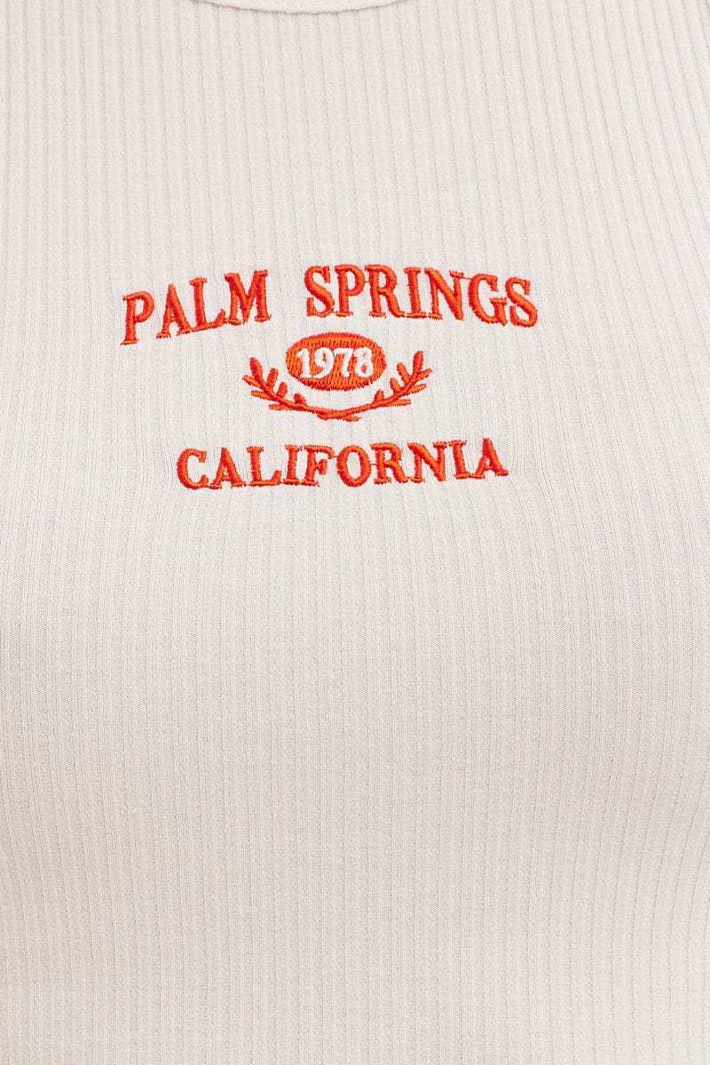 White Graphic Tank Palm Springs Crop