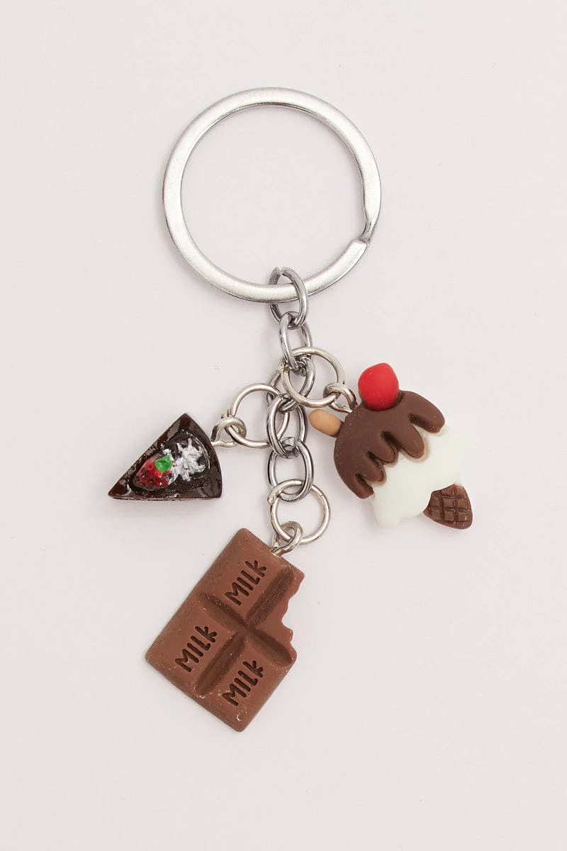 Multi Cake And Chocolate Charm Keyring