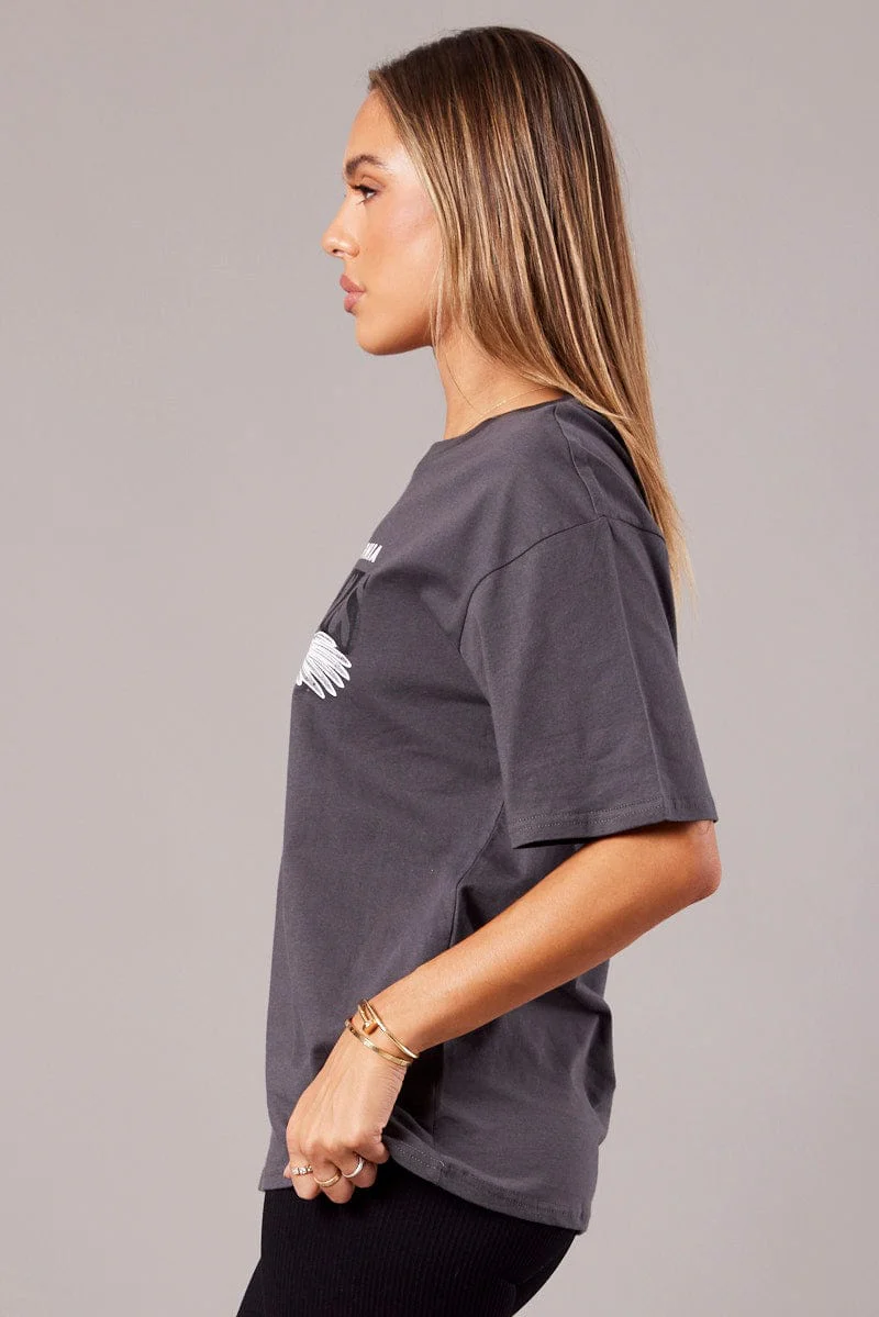 Grey Graphic Tee Short Sleeve