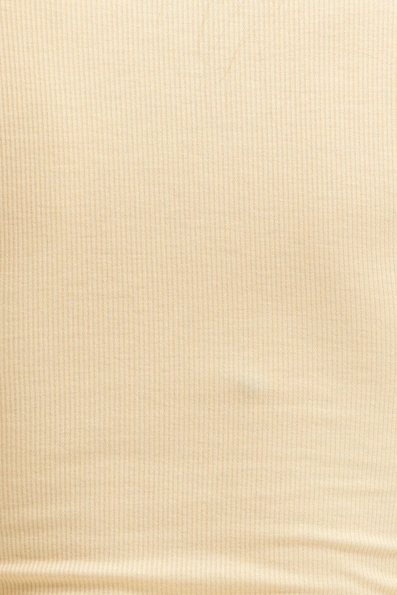 Beige T Shirt Short Sleeve Crew Neck