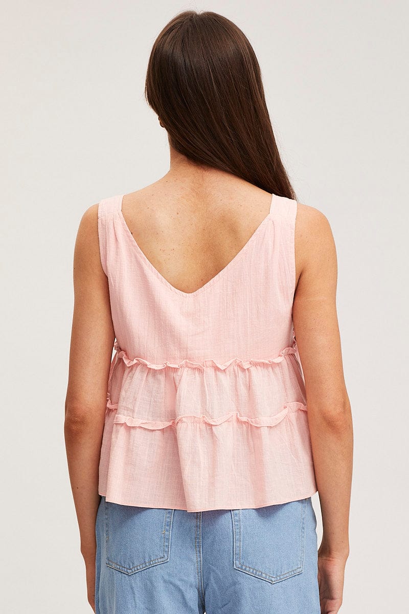 Pink Swing Top Sleeveless V-Neck