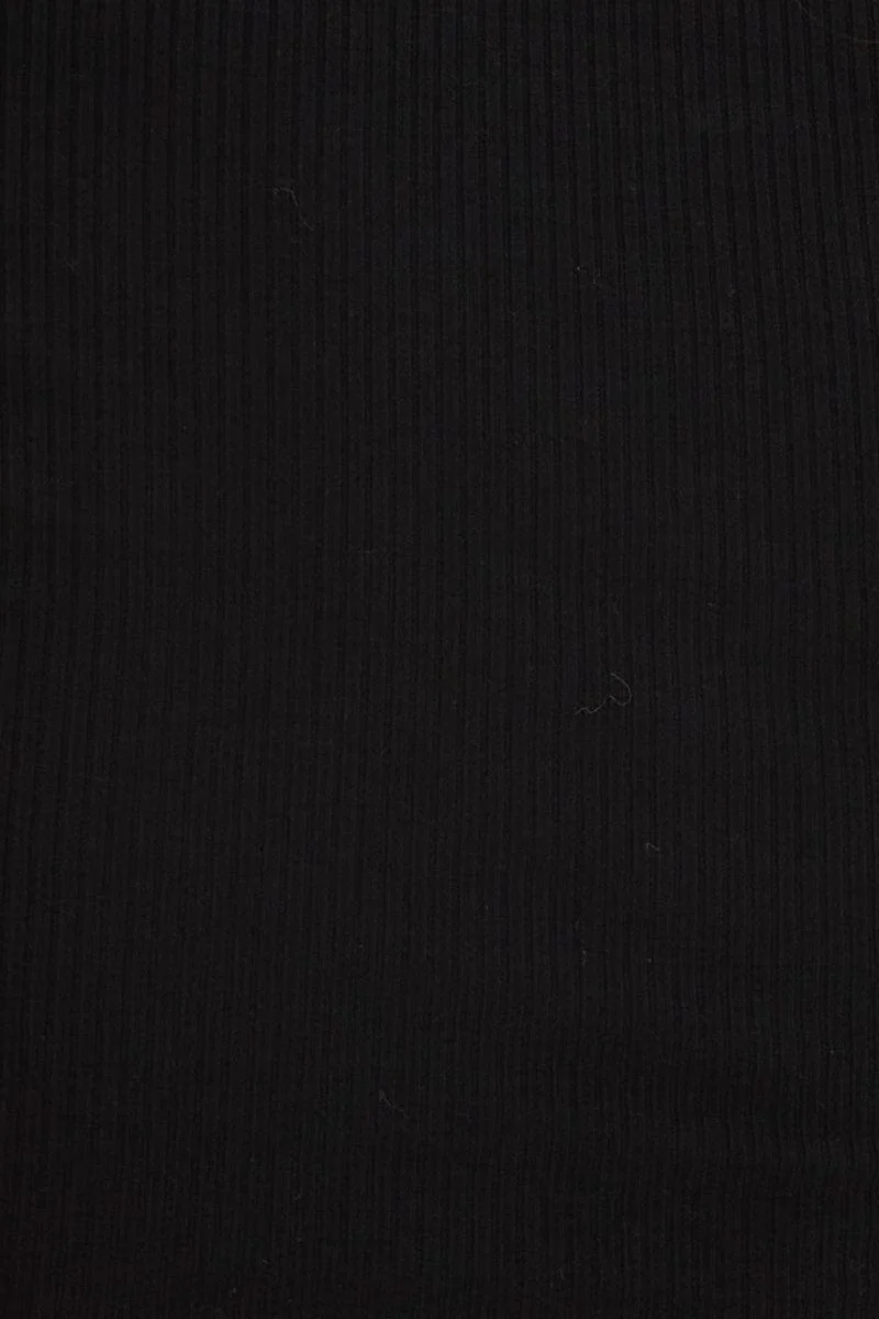 Black Rib Crop Top Long Sleeve