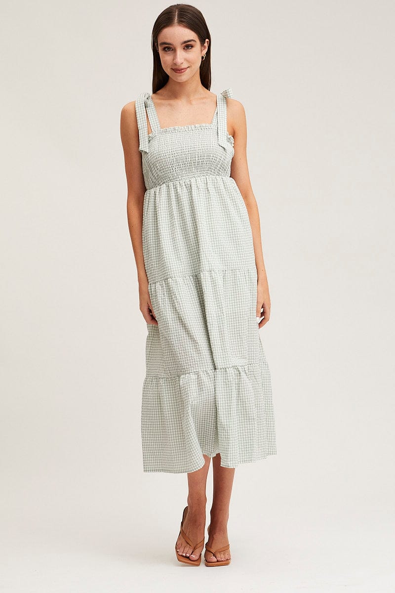 Check Midi Dress Sleeveless
