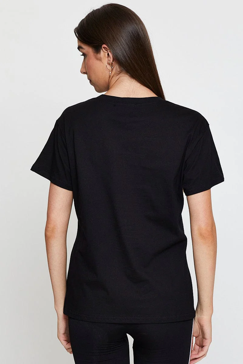 Black Graphic T Shirt Short Sleeve