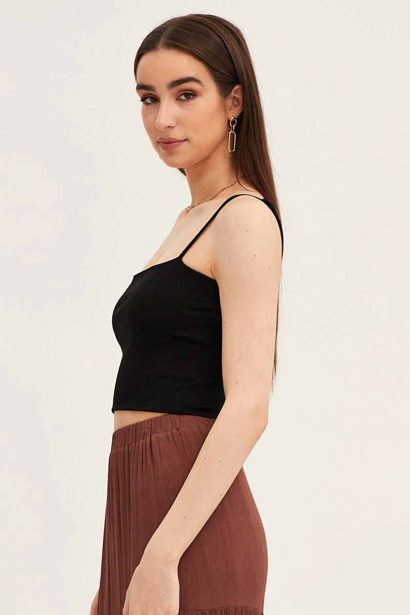 Black Cotton Singlet Stretch