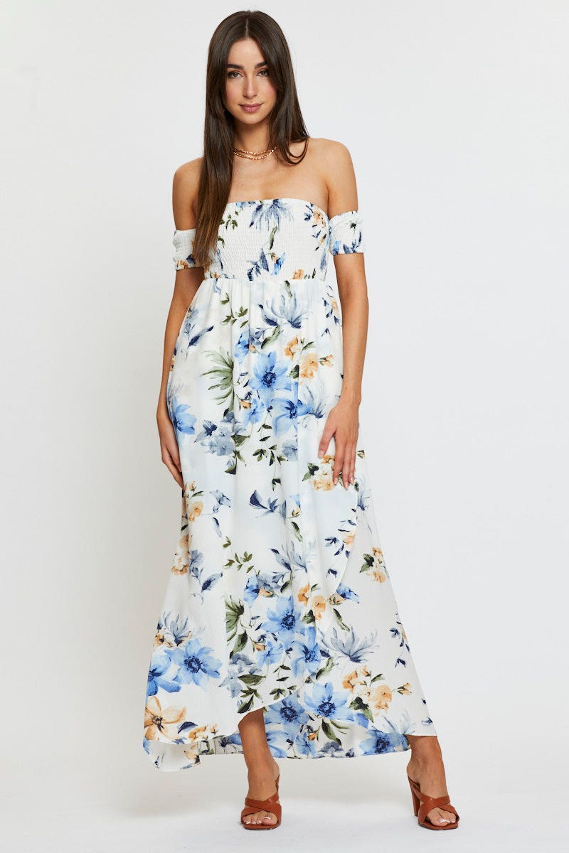 Print Maxi Dress Off Shoulder
