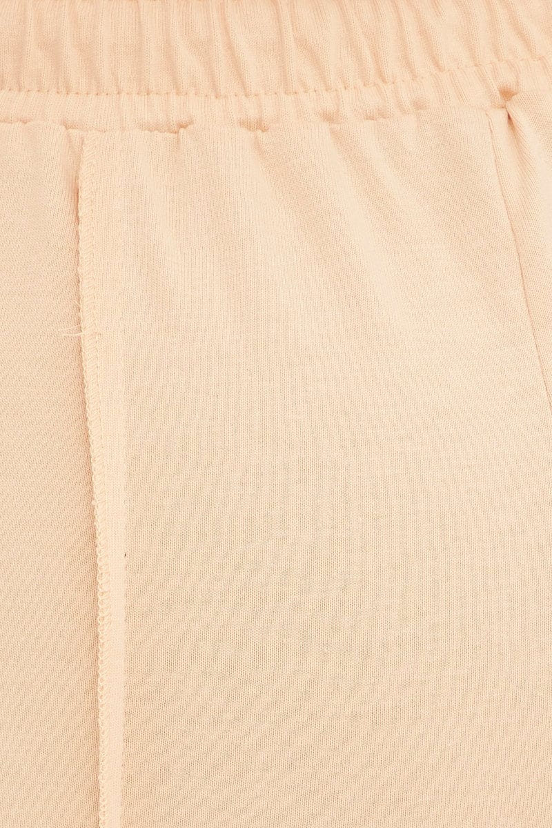 Beige Crop Singlet Loungewear Set