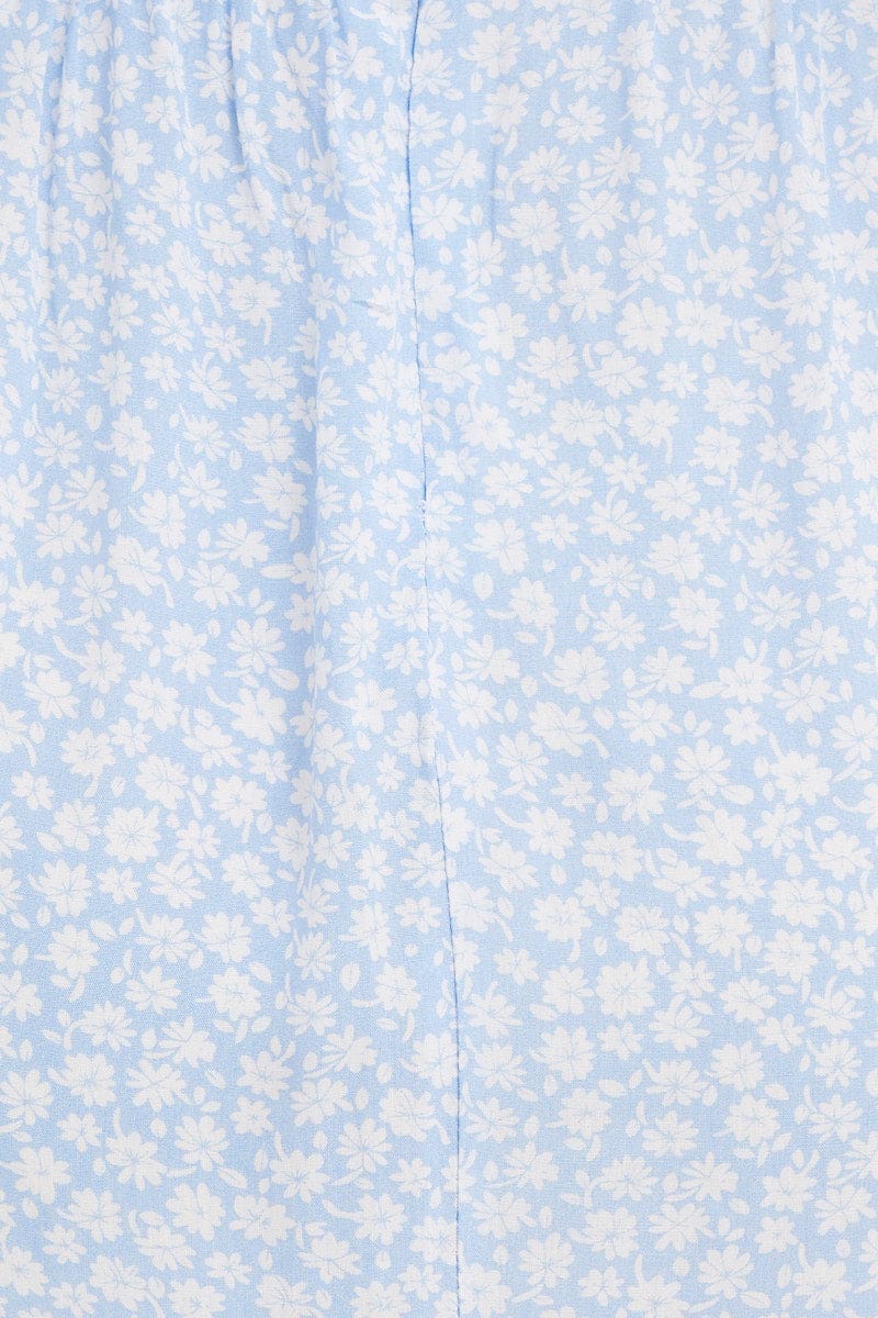 Daisy Print Long Sleeve A-Line Mini Dress