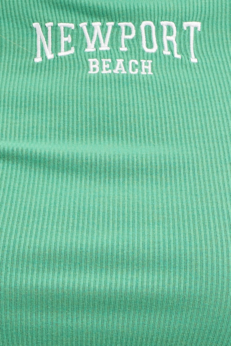 Green Graphic Top Short Sleeve