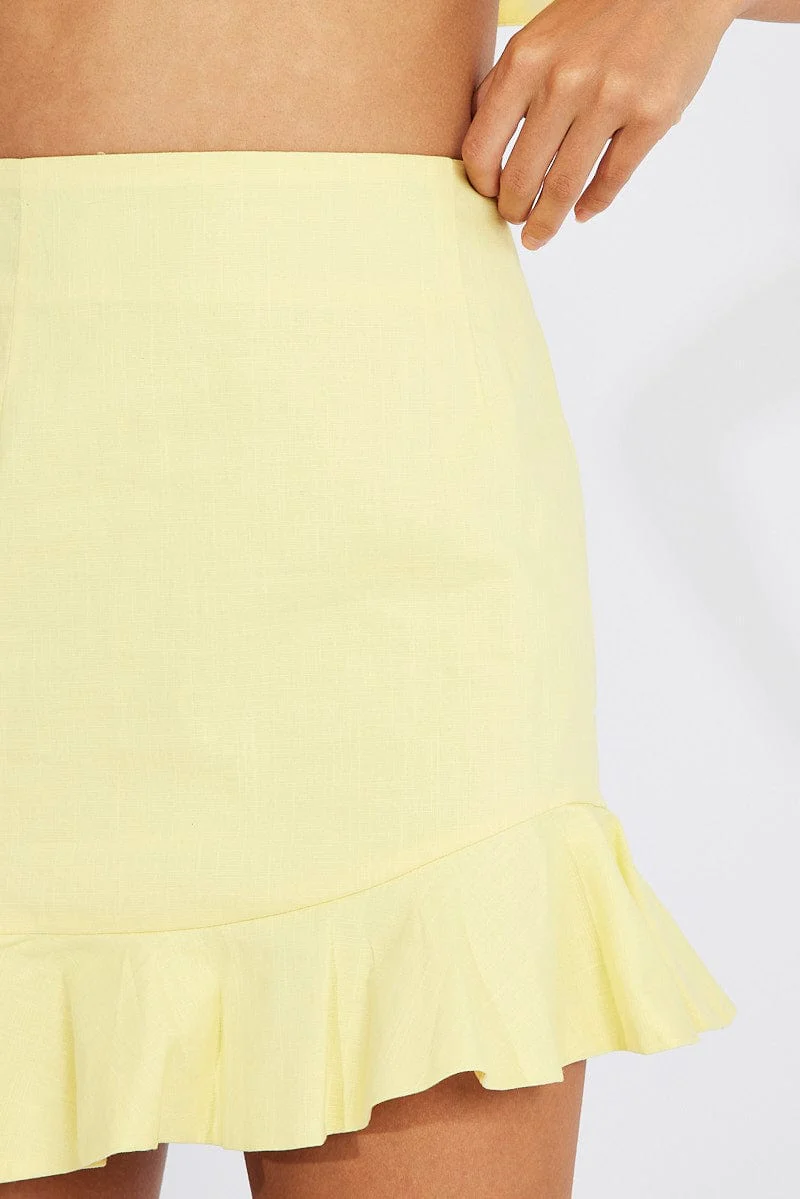 Yellow Ruffle Mini Skirt Swishy