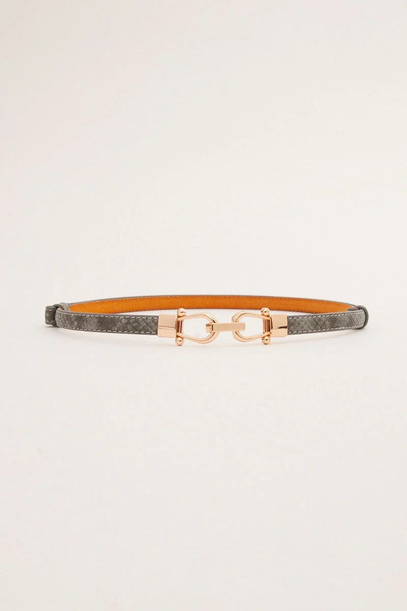 Print Buckle Adjustable Skinny Belt