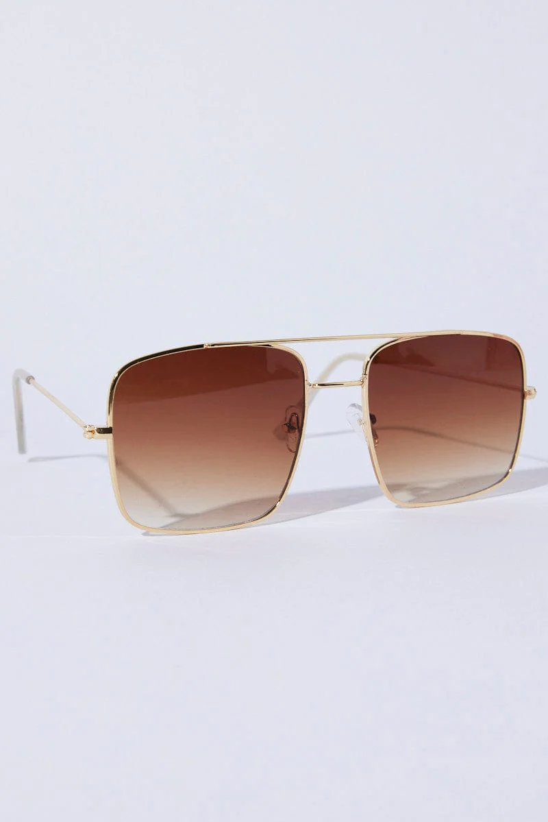 Brown Oversized Square Sunglasses