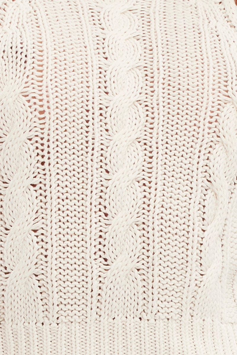 White Cabled Knit Sleeveless