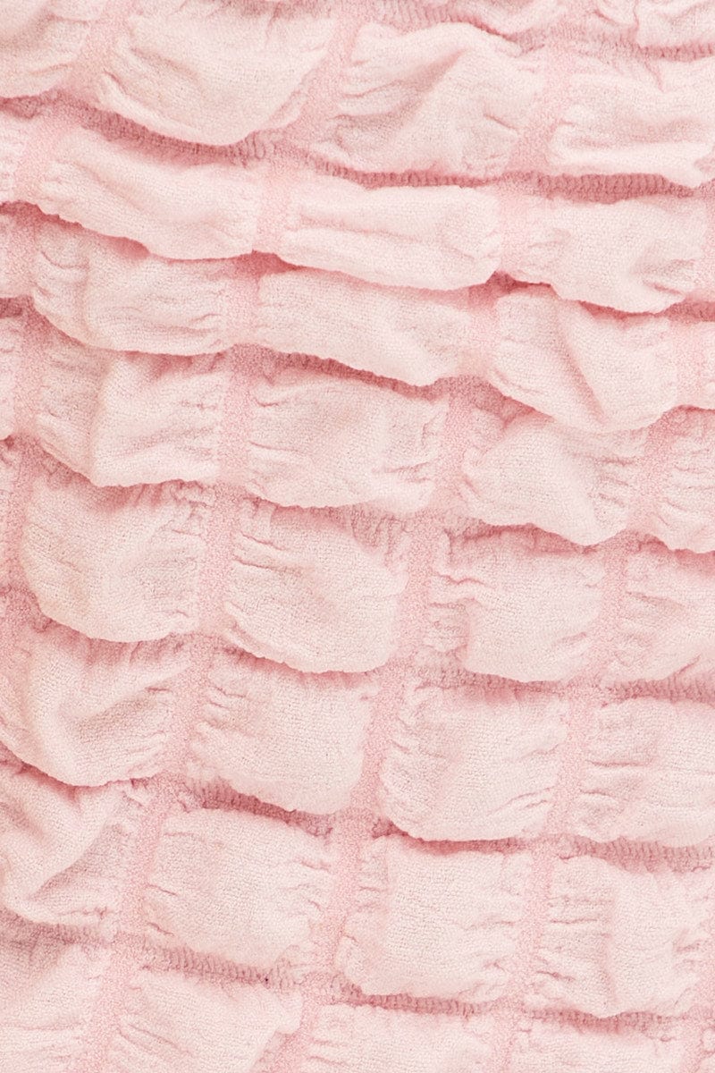 Pink Textured Crop Boobtube