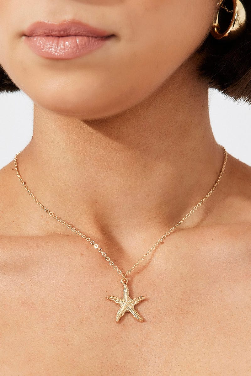 Gold Starfish Necklace