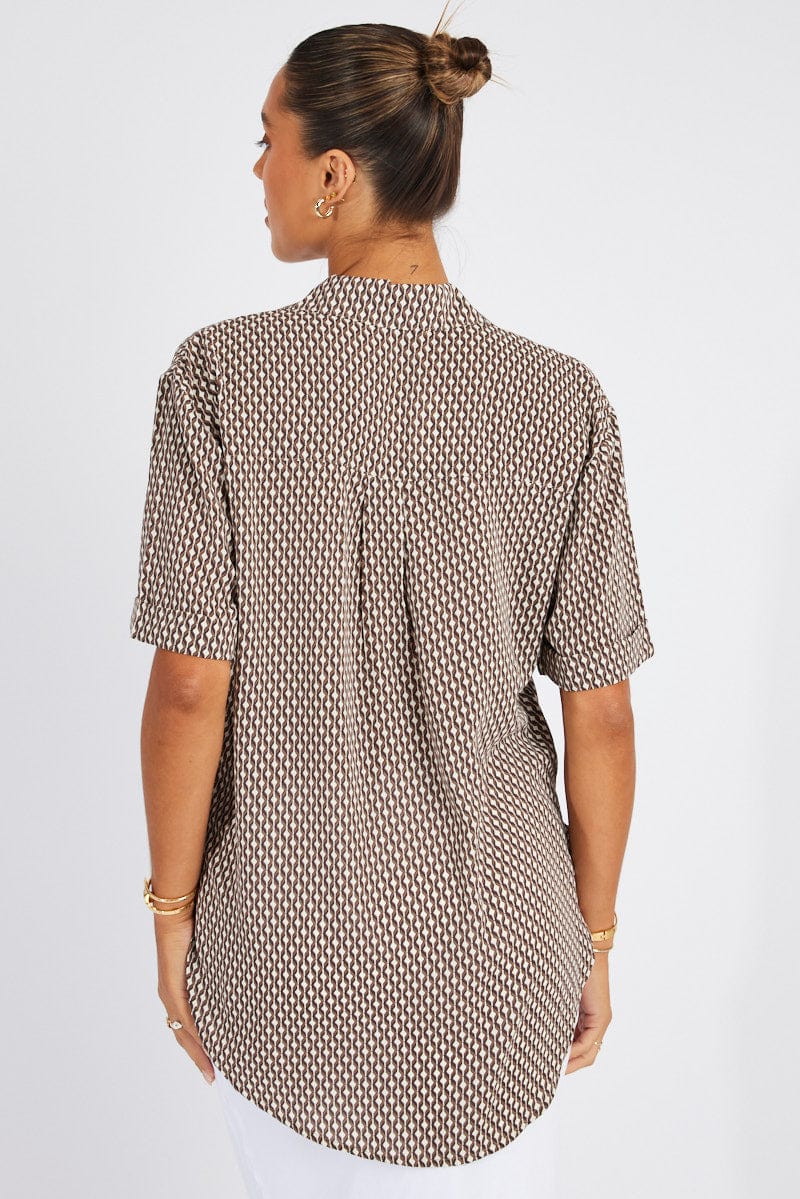 Brown Geo Shirt Short Sleeve