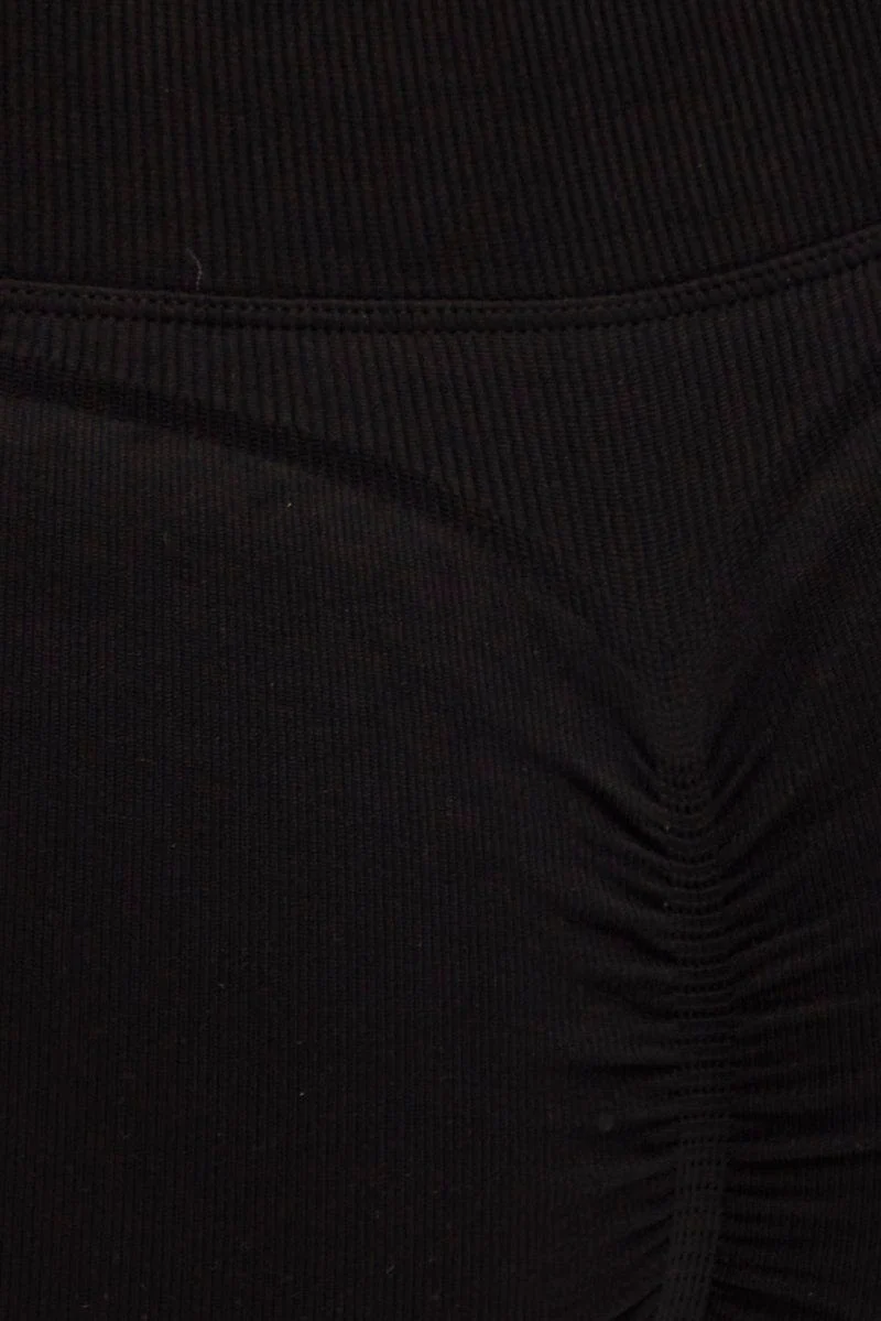 Black Seamless Halter Top And Bike Shorts Activewear Set