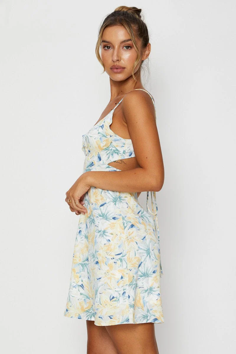 Print A Line Dress Mini