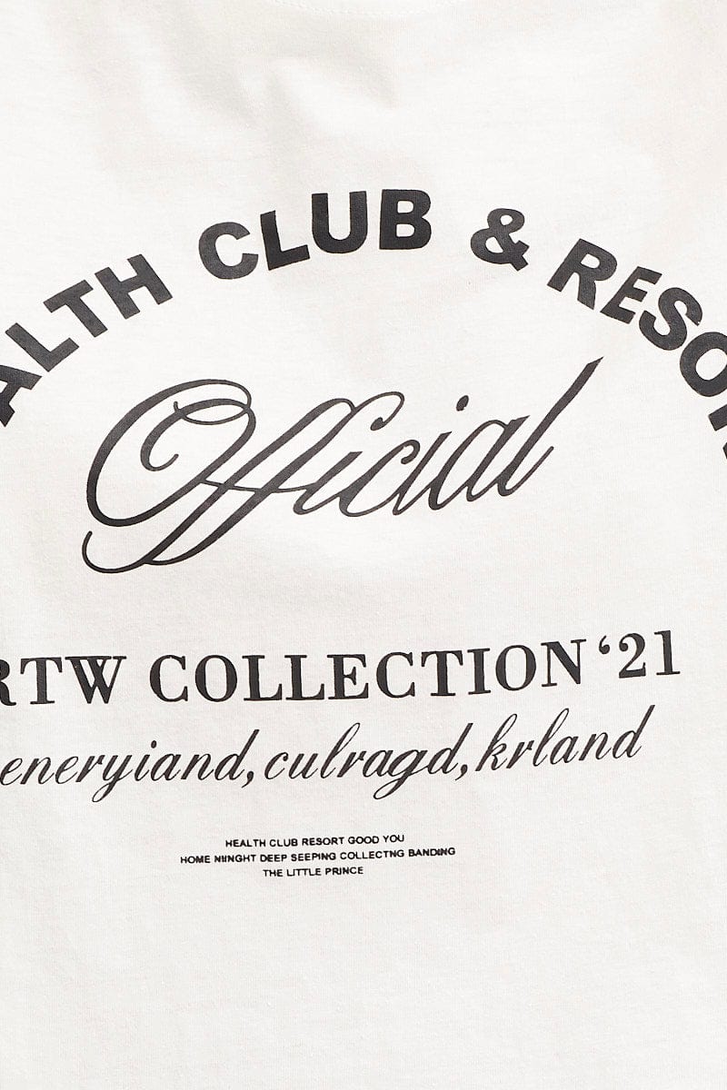 White Graphic T Shirt Short Sleeve Crop