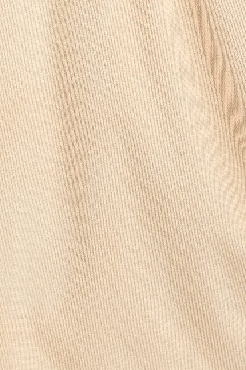 Beige Shirt Top Long Sleeve Collared Corduroy