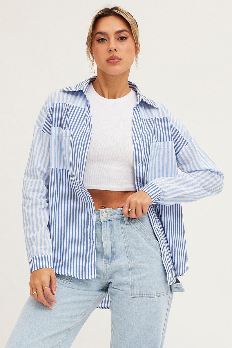 Stripe Long Sleeve Stripe Button Up Shirt