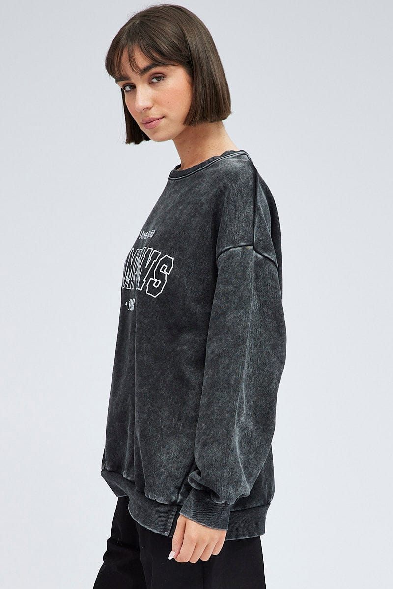 Grey Graphic Sweater Long Sleeve
