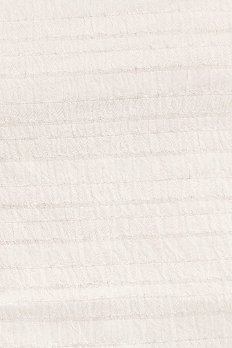 White Shirred Strapless Tie Back Bandana Hem Top