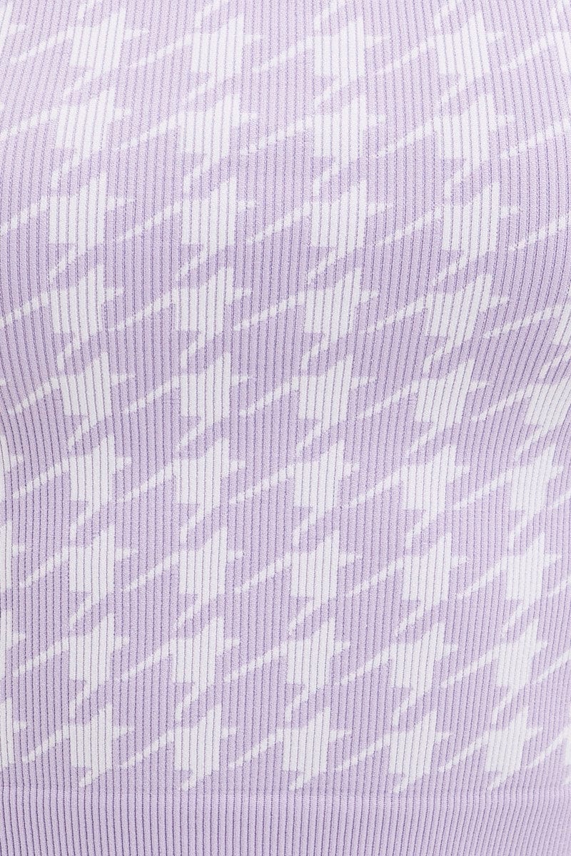 Check Seamless Rib Tank Top