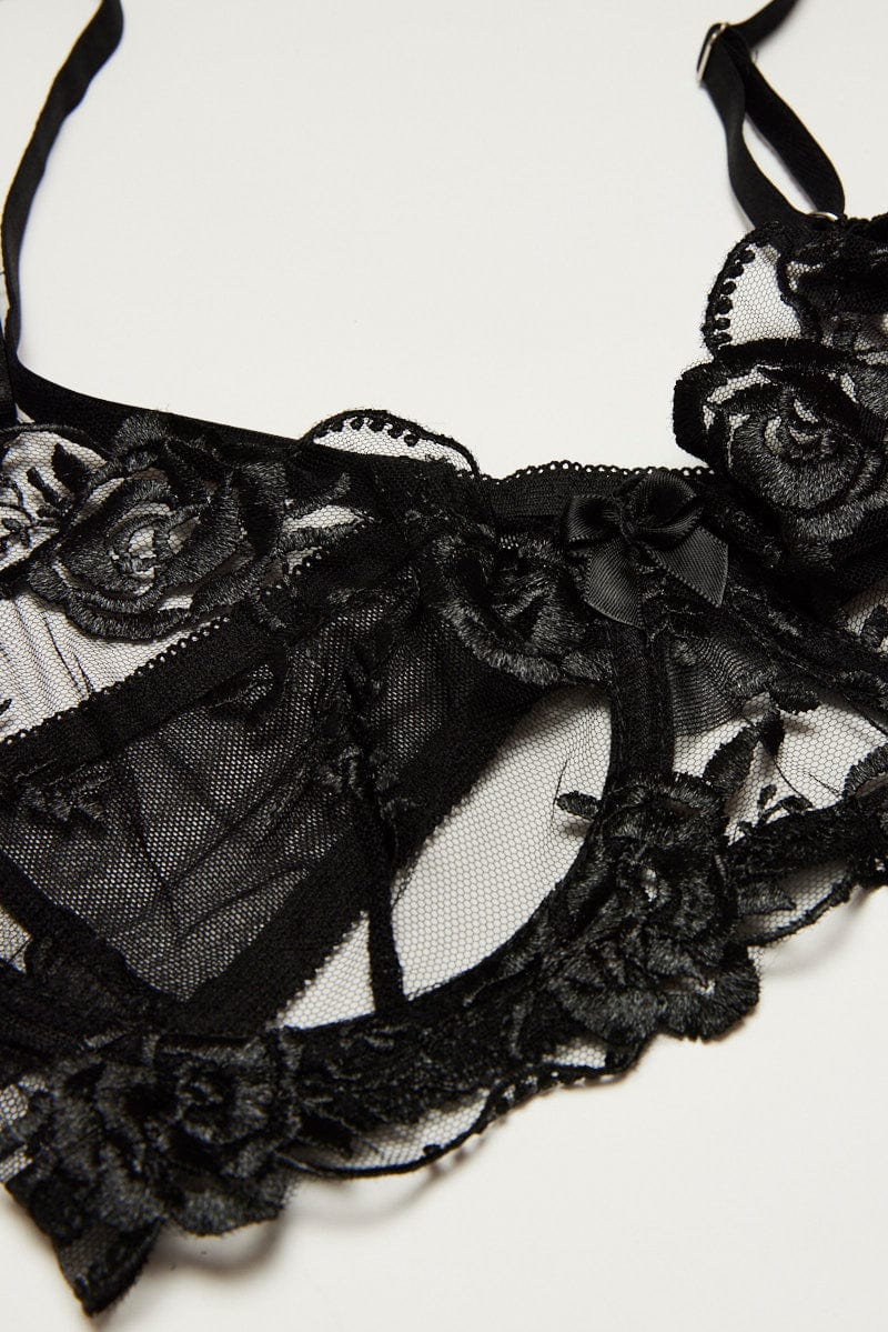 Black Embroidery Lingerie Set