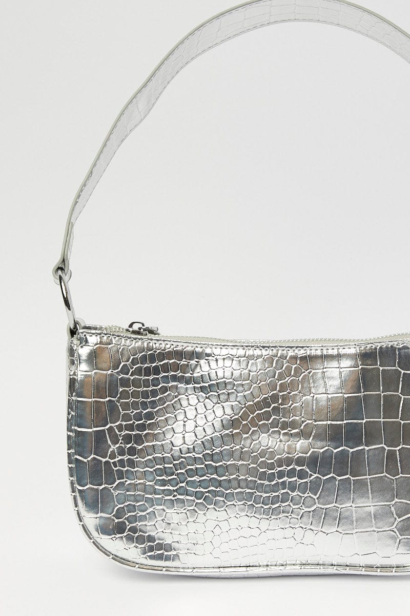 Grey Croc Shoulder Bag Hand Bag