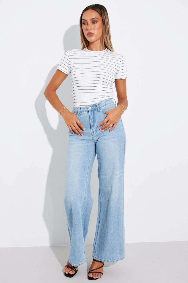 White Stripe Supersoft Top Short Sleeve