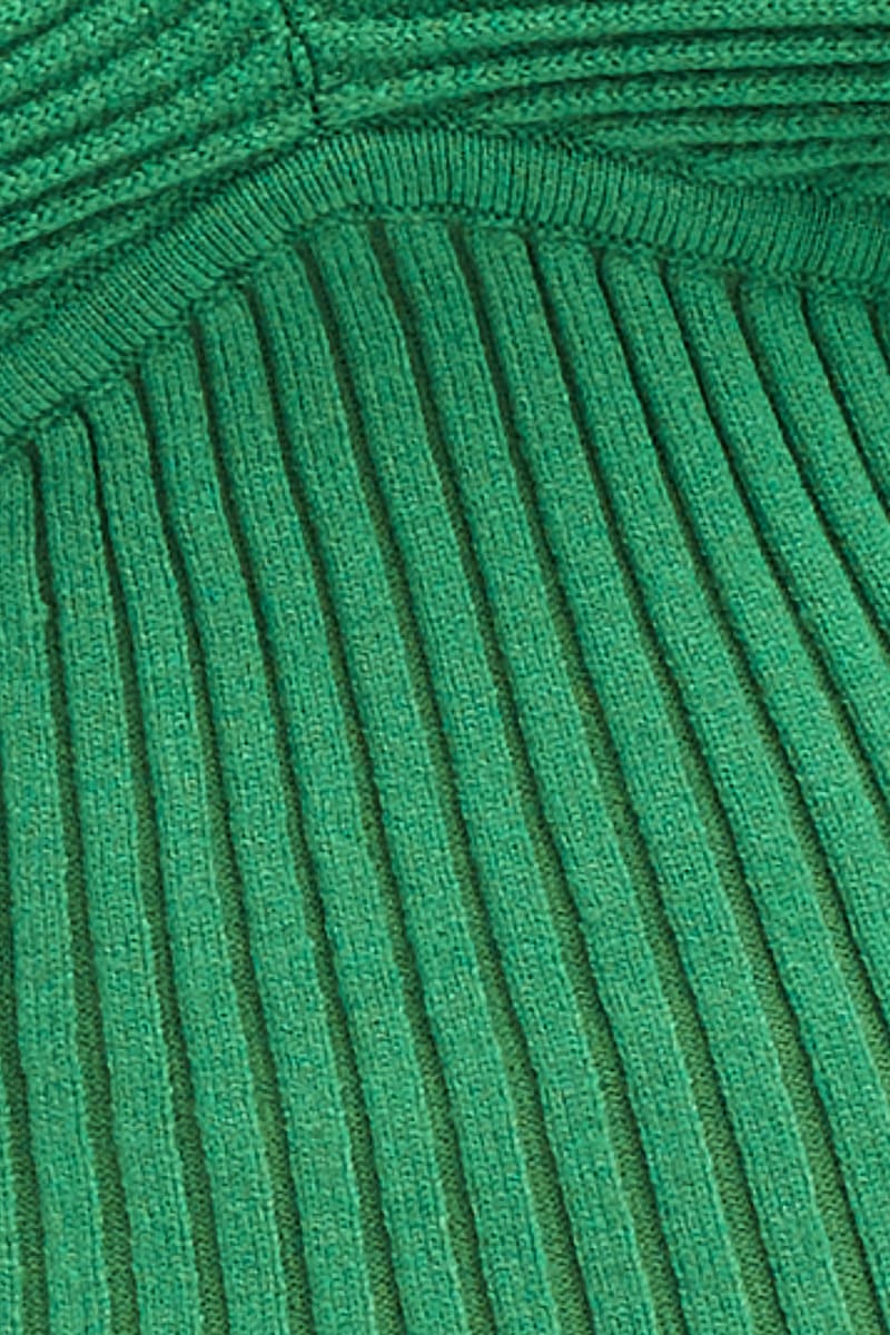 Green Knit Top Sleeveless Ribbed